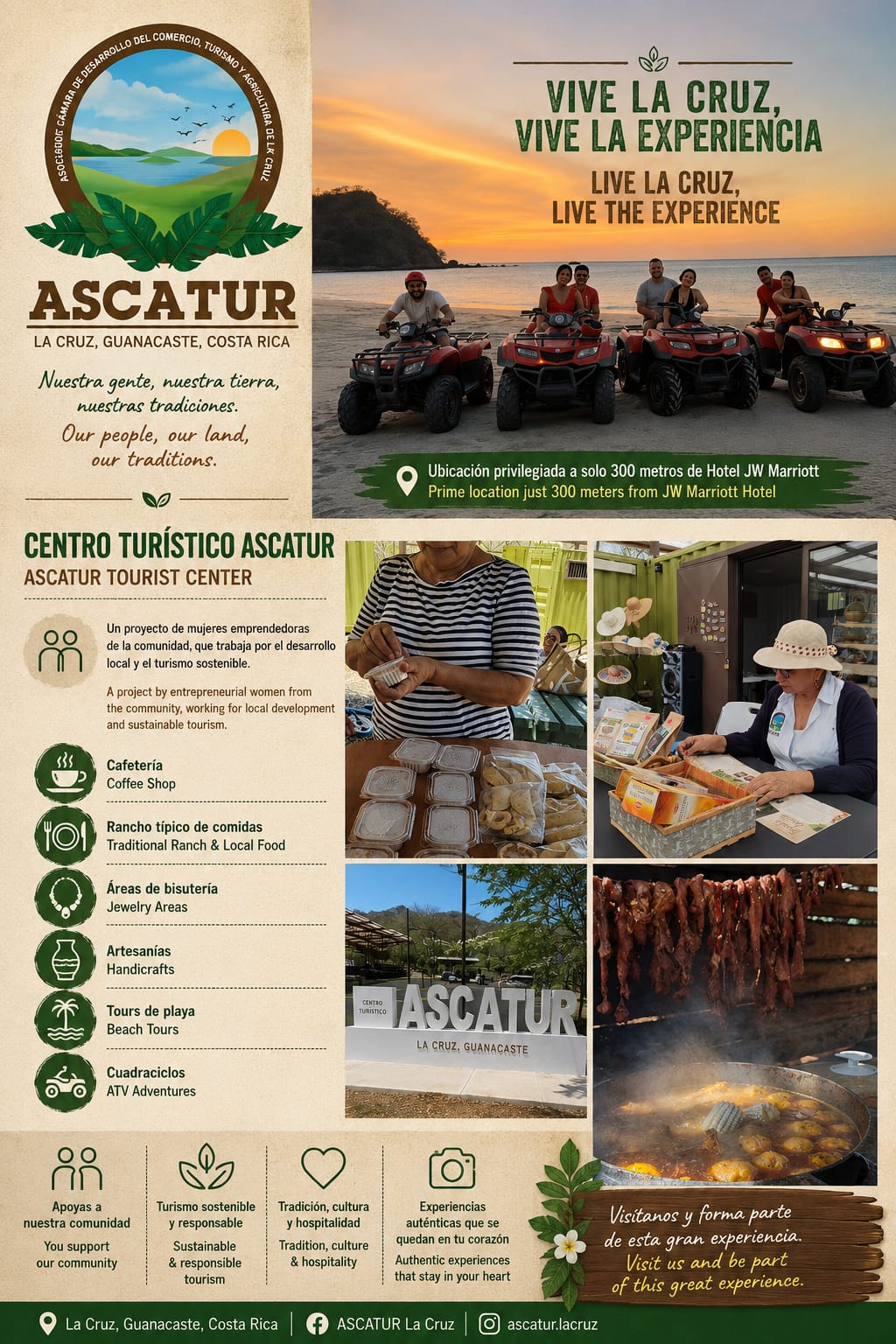 Afiche del Centro Turístico ASCATUR en La Cruz